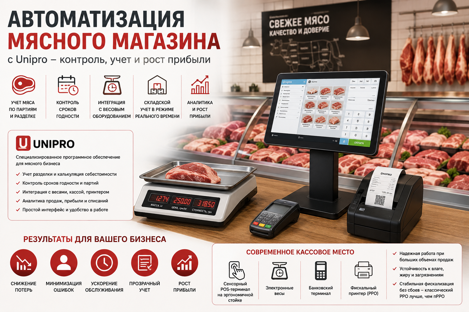 Кассовое место в мясном магазине: важный элемент автоматизации